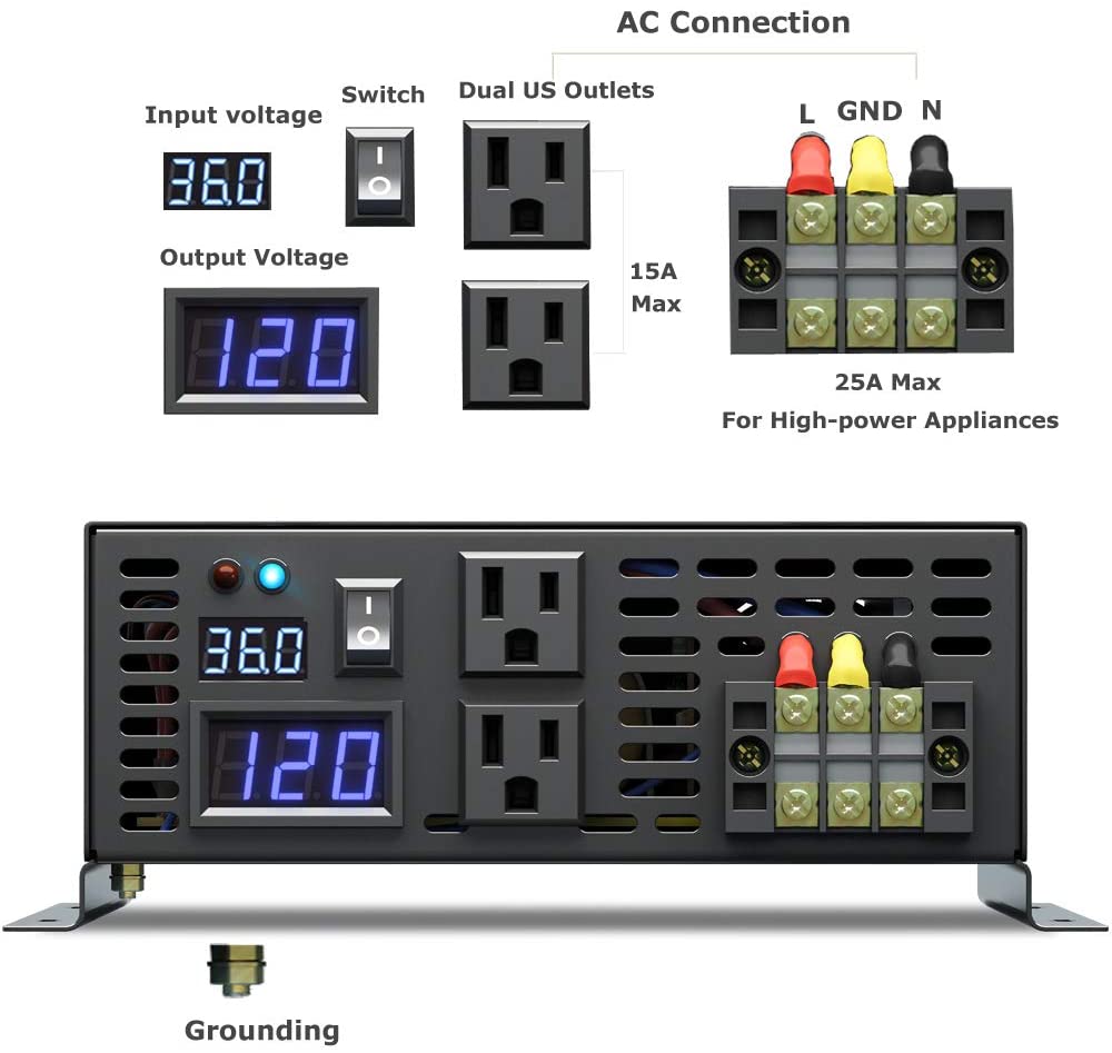 Pure Sine Wave Inverter 5000W 48V 220V - Inverter Tenaga Surya Gelombang Sinus Murni
